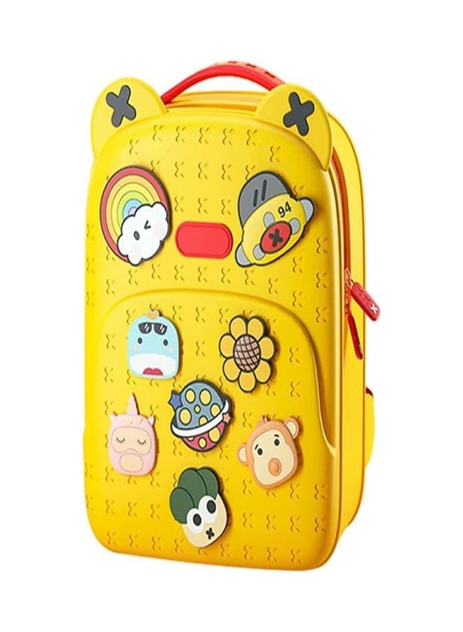 not available Eva School Bags for Fun Loving Kids School Bag, Eco-Friendly School Bags for Boys and Girls with a Tic Tac Moveable Trinkets Backpack (Yellow) - Image 1